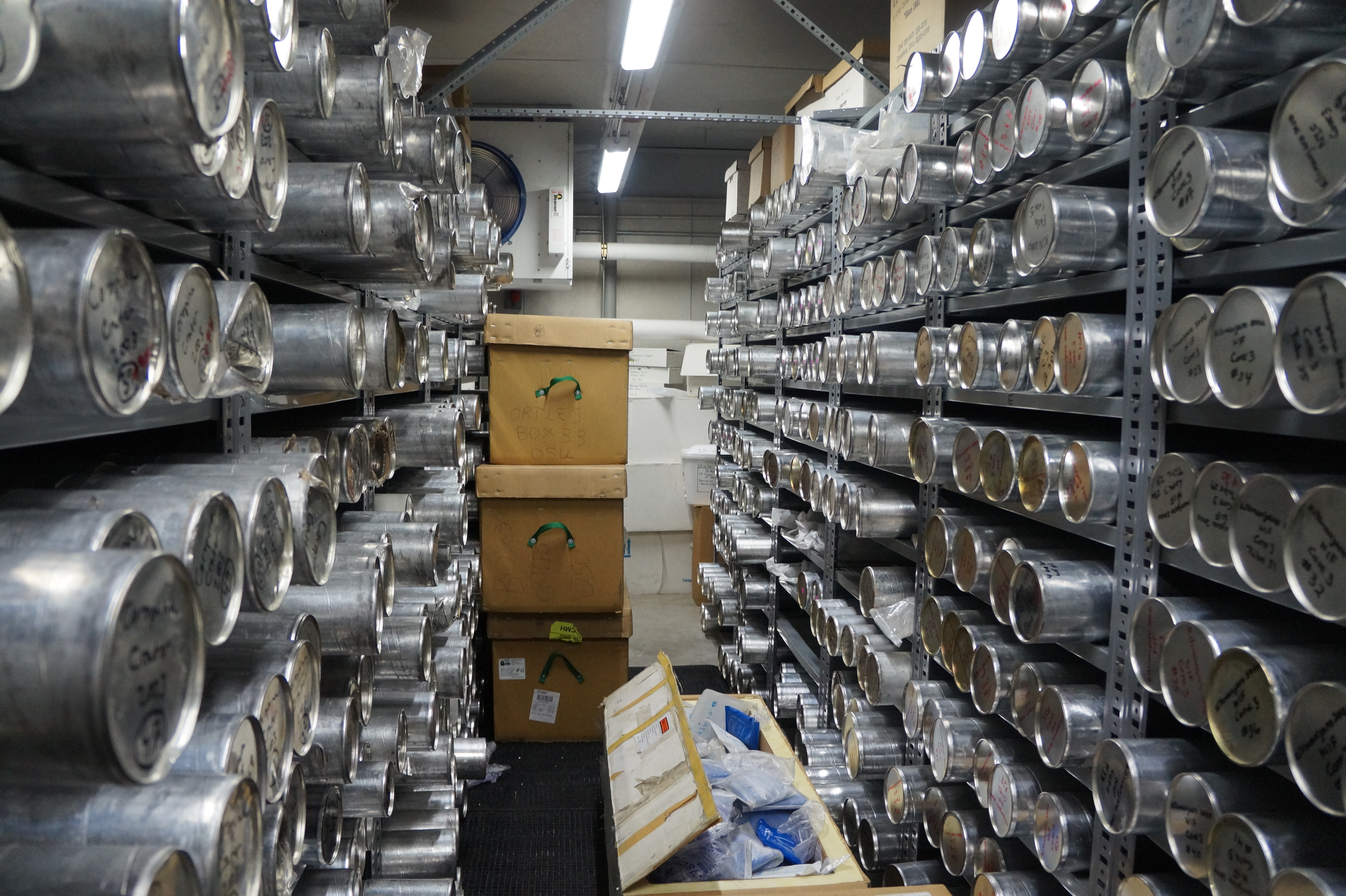 Freezer containing ice core samples